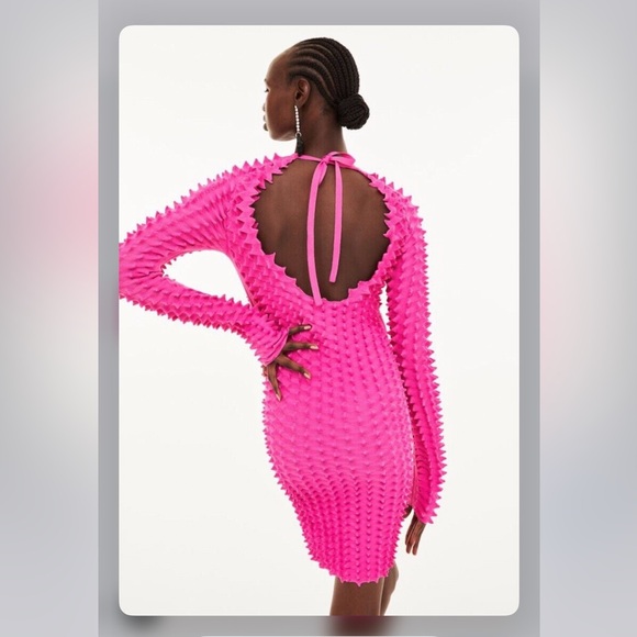 Pink Textured Mini Dress - Picture 3 of 11